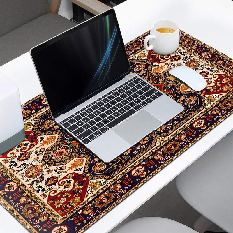 Large Gaming Mouse Pad, Extended Desk Mousepad with Stitched Edges, Non-Slip Rubber Base Mice Pad, Office Desk Mat, Keyboard Pad for Gamer, Office & Home (Retro Patterns, 900x400x3 mm) - Image 2