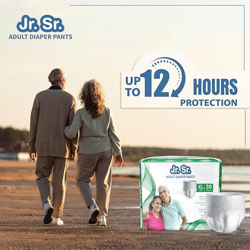 Jr. Sr. Adult Diaper Pants Style | Extra Large (XL) Size 30 Counts | Waist 34"-59" (86-150cm)| Upto 12 hr Absorption Protection | Unisex with Wetness Indicator | Odour Control & Goodness of Aloe Vera - Image 2