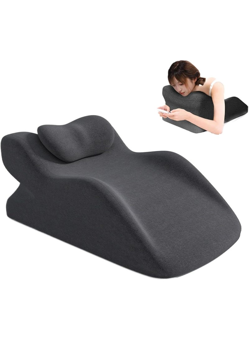 أوزيغالور وسادة إسفينية مريحة لتخفيف آلام الظهر والرقبة، وسادة من الإسفنج المرن مع غطاء قابل للغسل للجلوس والقراءة (أسود) - Image 1