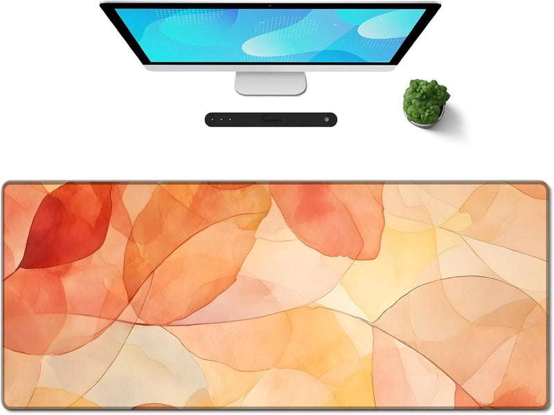 Galdas Gaming Mouse Pad XXL XL Large Long Extended Big Mousepad Non-Slip Rubber Keyboard Mouse Pad with Stitched Edges for Laptop Home Office (31.5x11.8x0.08 Inch) -Fall Leaf - Image 1