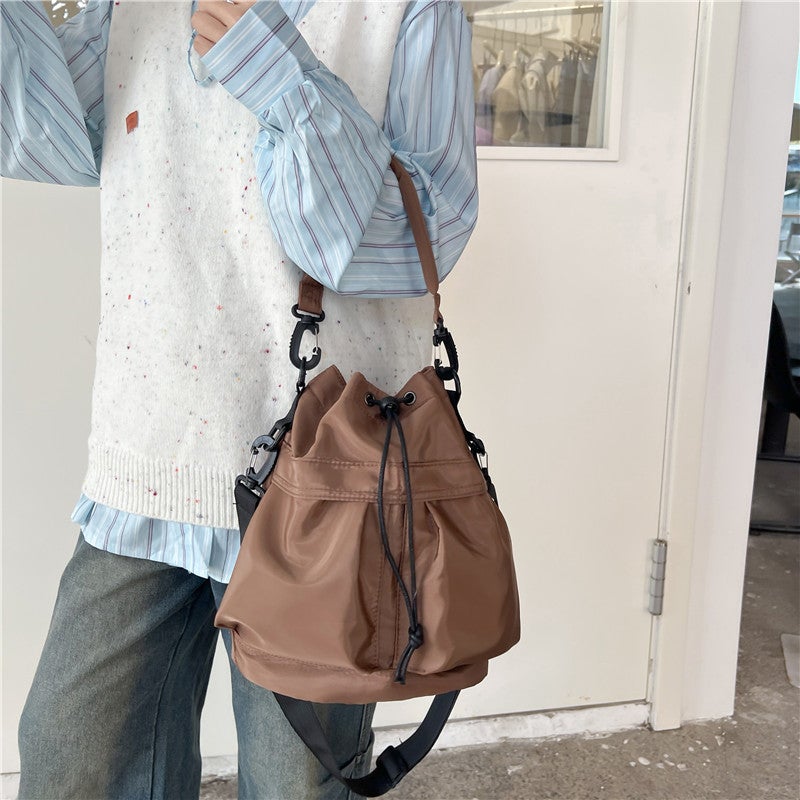 Drawstring Bucket Bag, High-End Shoulder Bag, Lightweight Nylon Handbag, Small Tote Bag, Trendy Versatile Crossbody Bag - Image 2