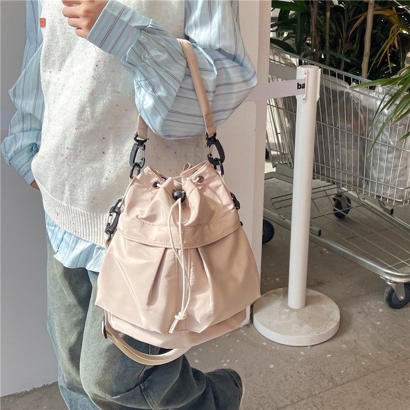 Drawstring Bucket Bag, High-End Shoulder Bag, Lightweight Nylon Handbag, Small Tote Bag, Trendy Versatile Crossbody Bag - Image 3