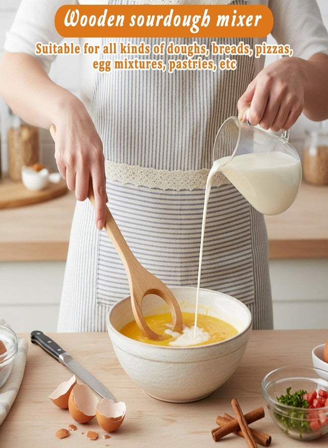 Qulkws 12" Wooden Danish Sourdough Whisks Dough Whisk Bread Whisk Egg and Flour Mixer Whisks Doughs Mixer Traditional Bread Baking Tools and Supplies for Breads Sourdough Pastries Egg Pizza - Image 3