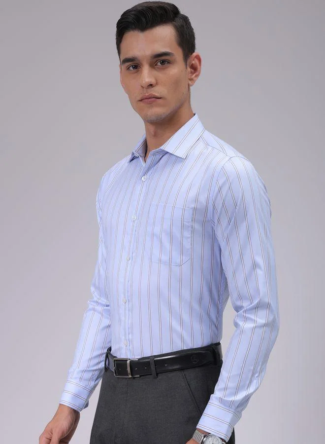 The Indian Garage Co Men Slim Fit Striped Full Sleeves Cutaway Collar Formal Shirt