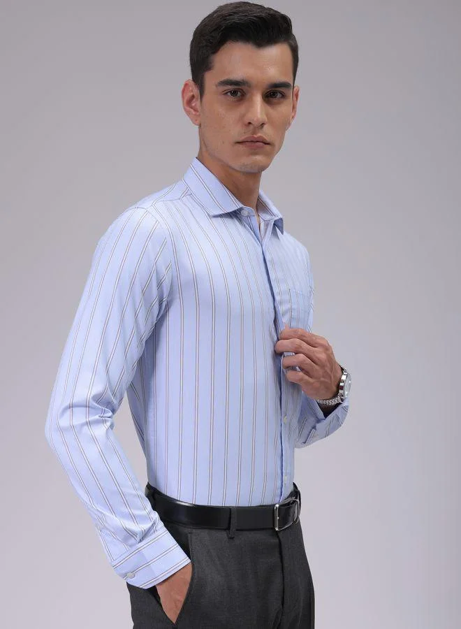 The Indian Garage Co Men Slim Fit Striped Full Sleeves Cutaway Collar Formal Shirt