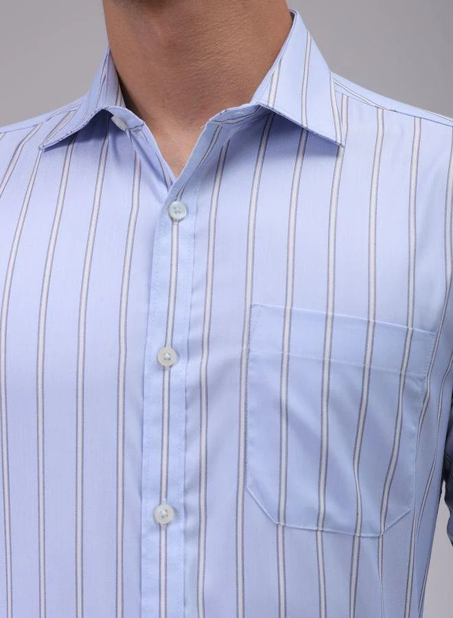 The Indian Garage Co Men Slim Fit Striped Full Sleeves Cutaway Collar Formal Shirt