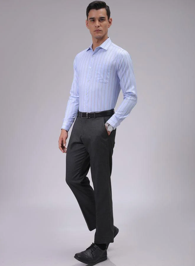 The Indian Garage Co Men Slim Fit Striped Full Sleeves Cutaway Collar Formal Shirt