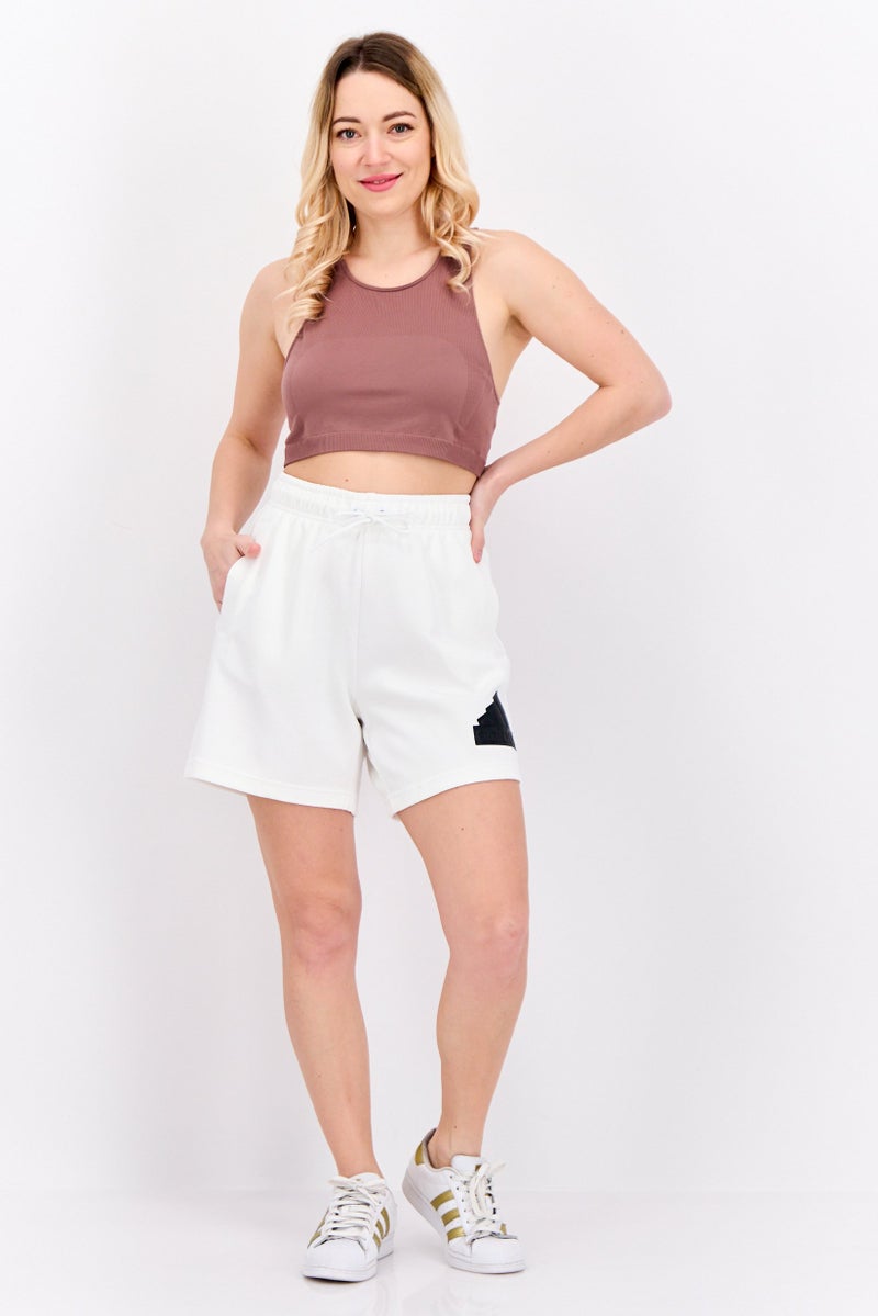 Adidas Women Sportswear Fit Drawstring Outdoor Shorts, White  - Image 4