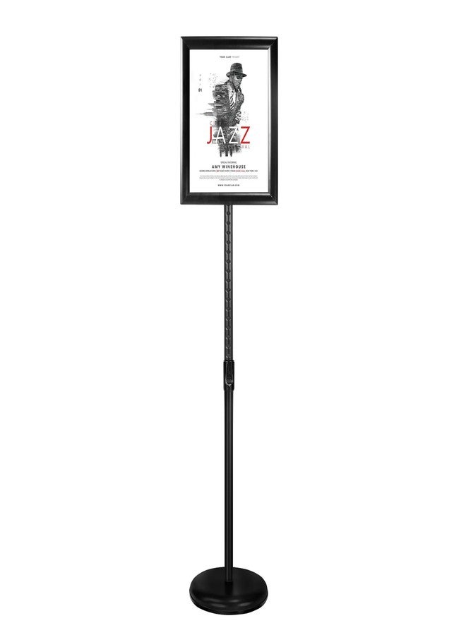 IN WHICH BAY-Adjustable Heavy Duty Poster Sign Holder Stand Floor Sign Stand Aluminum Snap Open Frame for 8.5 x 11 inches both Vertical and Horizontal view Displayed Used for Living and Business(Black) - Image 1