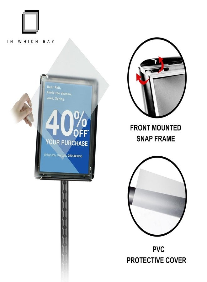 IN WHICH BAY-Adjustable Heavy Duty Poster Sign Holder Stand Floor Sign Stand Aluminum Snap Open Frame for 8.5 x 11 inches both Vertical and Horizontal view Displayed Used for Living and Business(Black) - Image 2