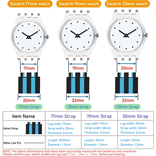 Lijinlan Replacement Nylon Watch Band for Swatch 17mm 19mm 20mm, Soft Woven Nylon Sport Stylish Strap for Swatch Watch Series Accessories (20mm Lug, Kahki) - Image 3