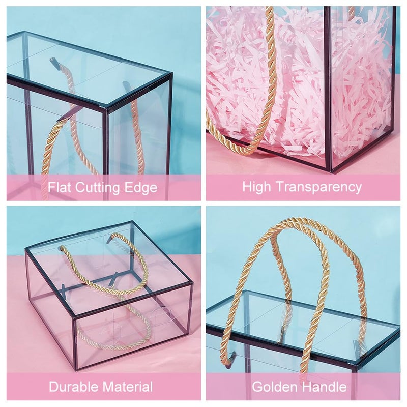 BENECREAT 10 Set Transparent Favor Boxes, 5.5x5.5x3 Inch Treat Gift Boxes with Black Border Lace and Handle for Candy Chocolate, Party Favors, Christmas Gift Packaging - Image 4