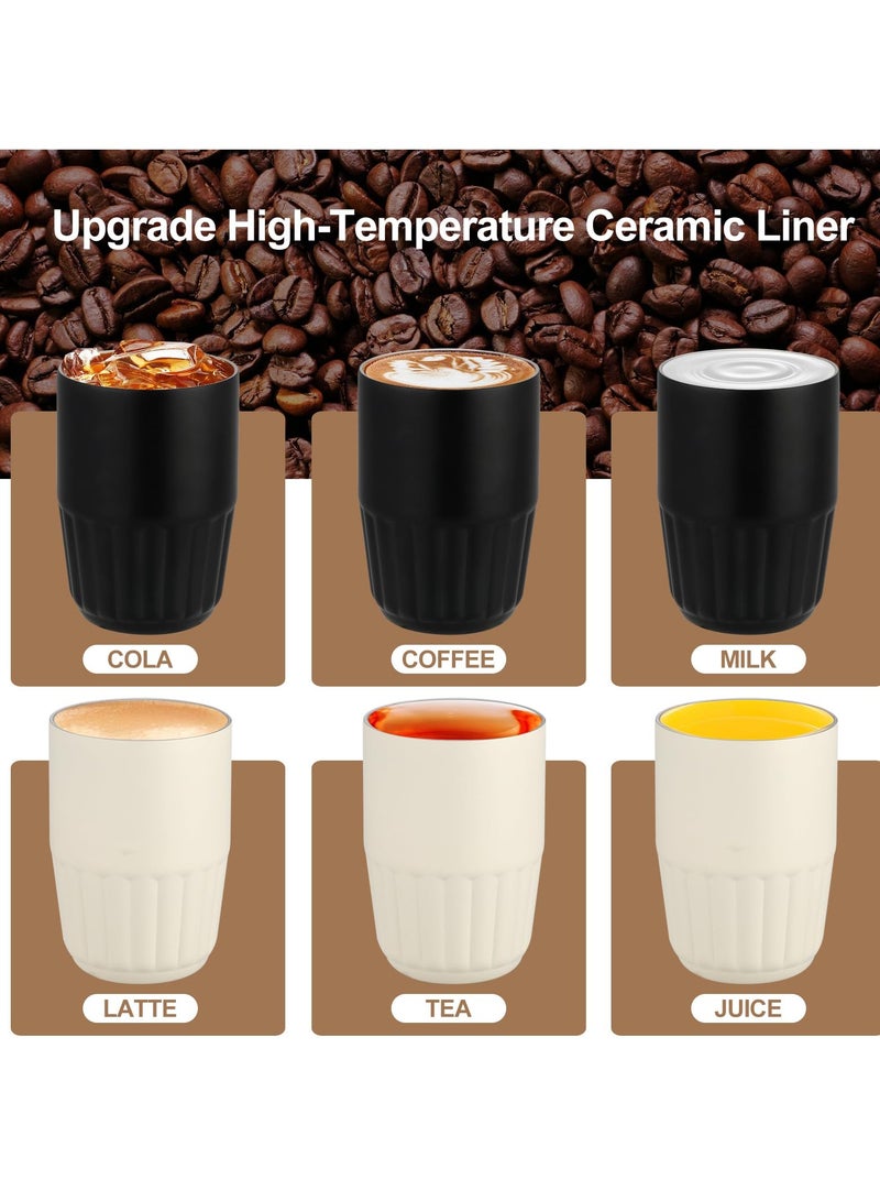 SOLARAE Travel Cup Insulated Coffee Thermal Cup, 14oz Upgraded Double Walled Water Glasses, Vacuum Insulation Stainless Steel with Leak-Proof Lid Tumbler Mug, Reusable Cup for Coffee, Tea(White) - Image 4