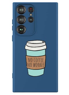 Theodor Protective Slim Fit Case Liquid Silicone Cover with Full Body Protection Anti-Scratch Shockproof Case For Samsung Galaxy S24 Ultra (Blue) - No Coffee No work  - Image 1