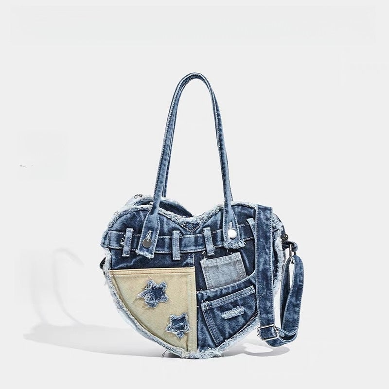 2025 Denim Crossbody Bag with Heart Design - Image 1