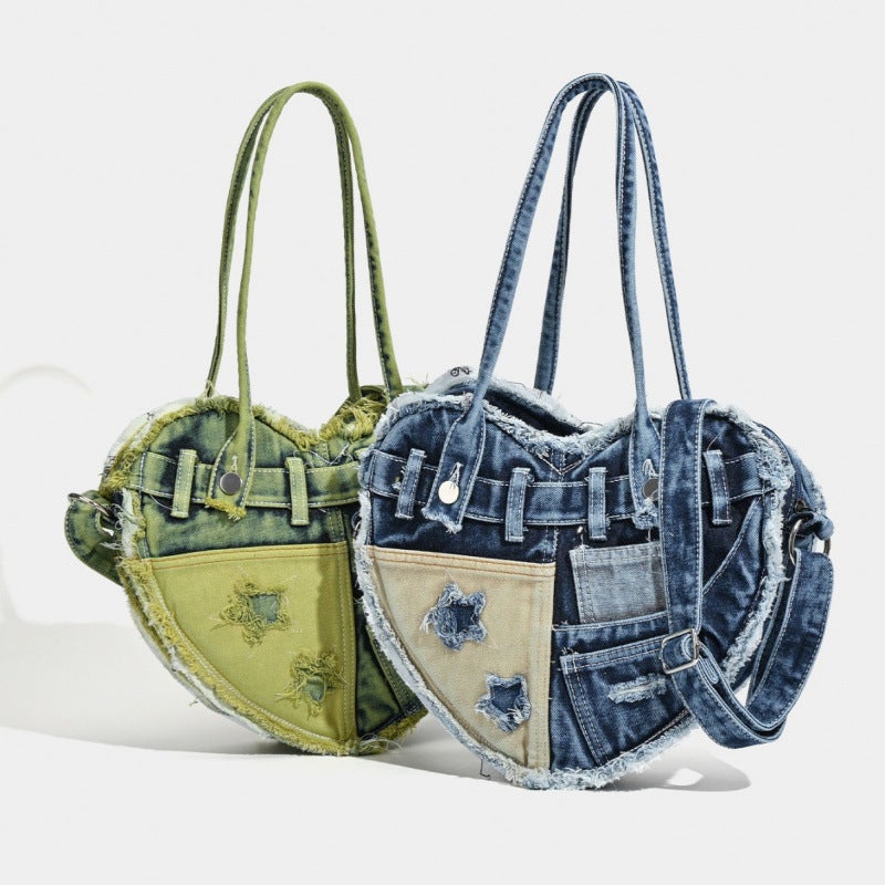 2025 Denim Crossbody Bag with Heart Design - Image 3