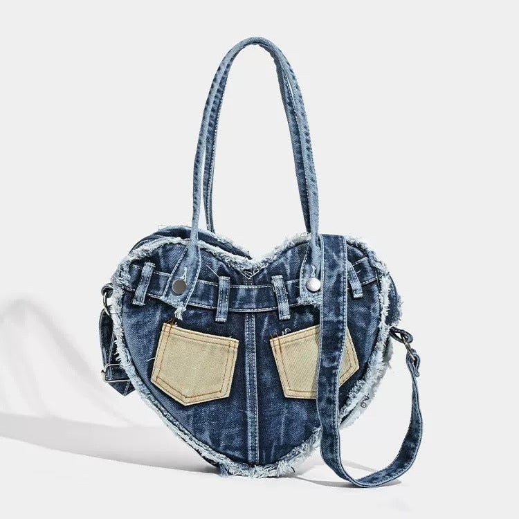 2025 Denim Crossbody Bag with Heart Design - Image 4