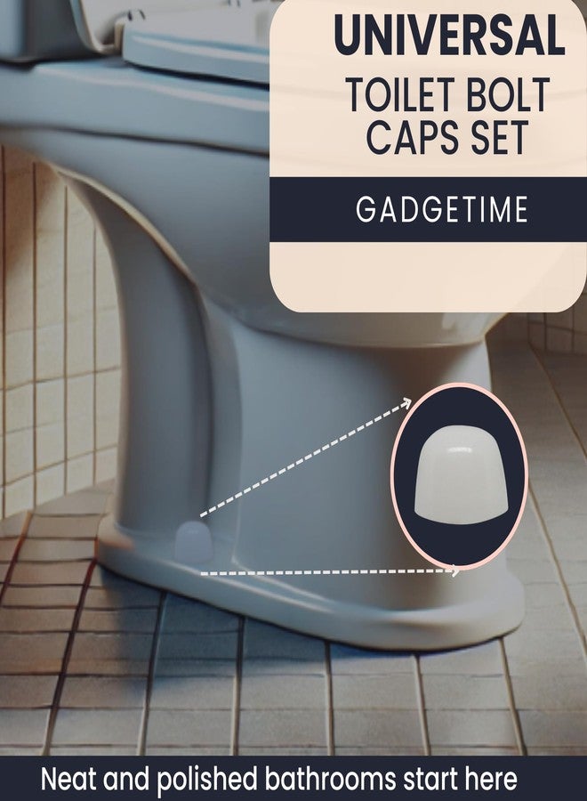 Gadgetime USA أغطية براغي المرحاض من Gadgetime USA - عبوة من 4 أغطية براغي بلاستيكية بيضاء عالمية قابلة للدفع مع غسالات - متينة وسهلة التركيب وأغطية براغي مرحاض مزخرفة لإخفاء البراغي - Image 2