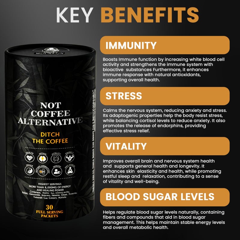 Premium Quality - Mushroom Coffee 240,000mg - 13 Superfood Extract Powder (Lions Mane, Reishi, Ashwagandha & More) Low Caffeine Adaptogens Coffee Alternative for Focus & Energy, 30 Instant Packets by Cafe De Hongos - Image 5