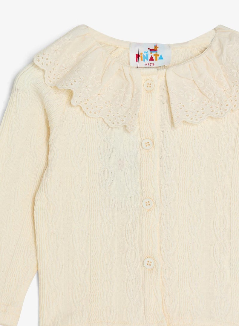Pinata Lace Collar Button Through Blouse - Image 4