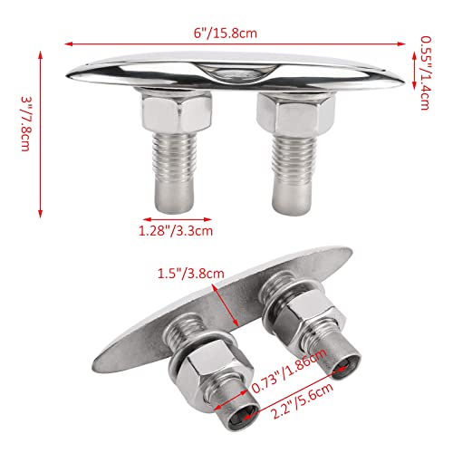 Amarine Made Amarine-made 4 Pack of Stainless Steel 316 Pull Up Cleat - 6-1/2" -M0098S - Image 2
