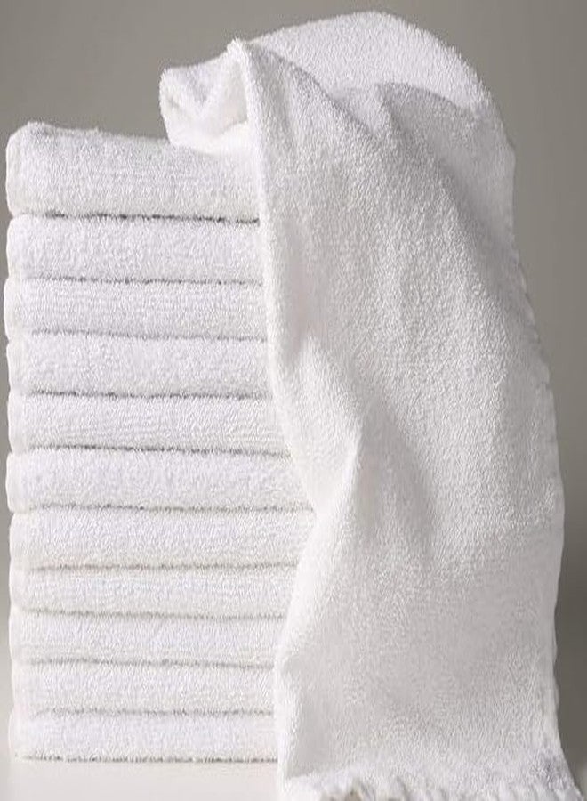 cottontail 425 GSM Quick Dry Solid Cotton 14 in X 21 in Face, Hand Towel Set (White) Pack of 4 - Image 1