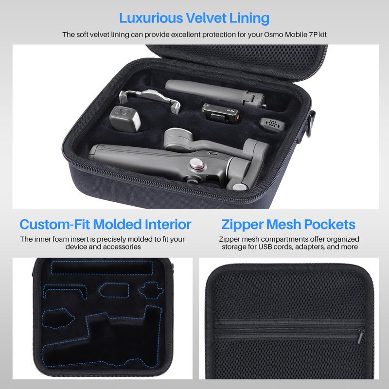Peyyargo Storage Case Compatible with DJI Osmo Mobile 7P / 7 Gimbal Stabilizer Accessories (Black) - Image 4