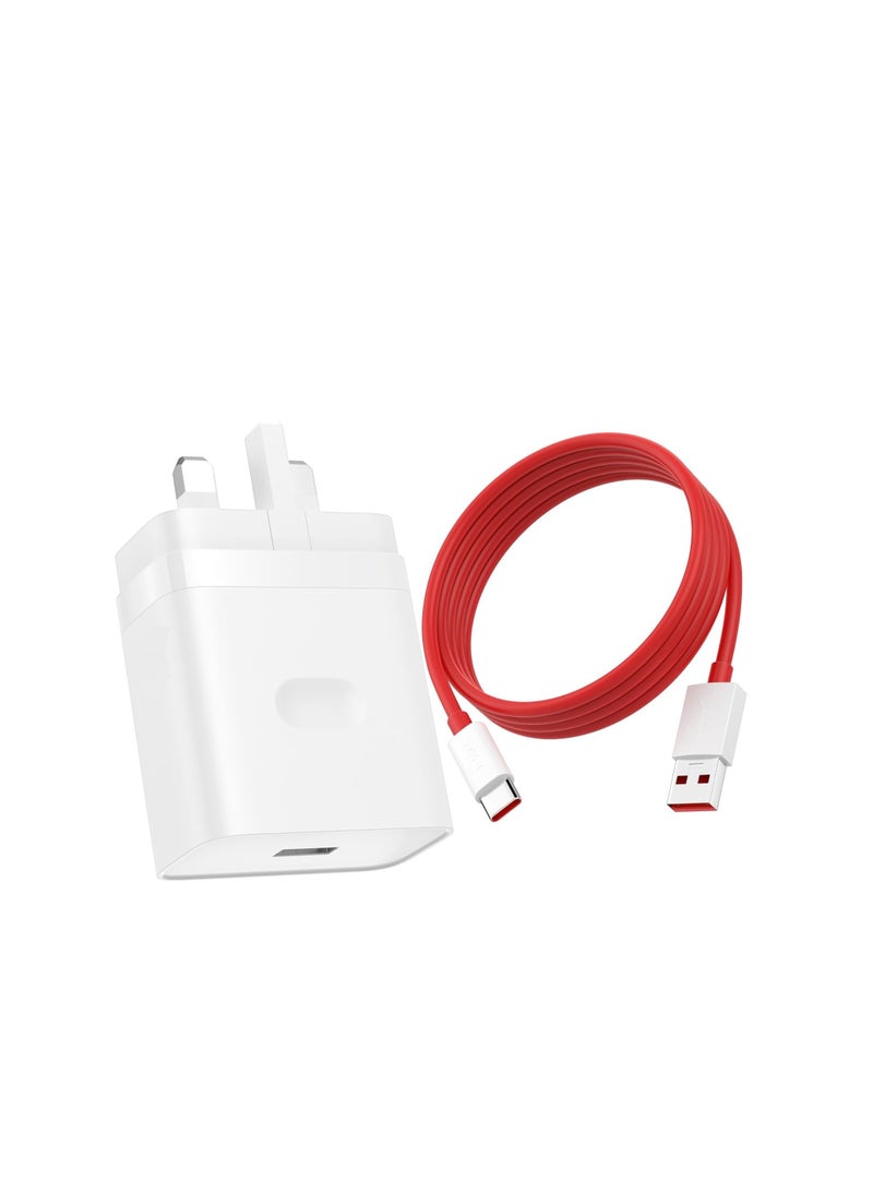For 100W Supervooc Warp Wall Charger for One Plus 13 13R 12 11 12R 10 Pro 9 8T Nord N30 CE 3 4 Ace 3 Pad Open Oppo Realme Fast UK Travel Plug( Not Original Oneplus Adapter and Cable) - Image 1
