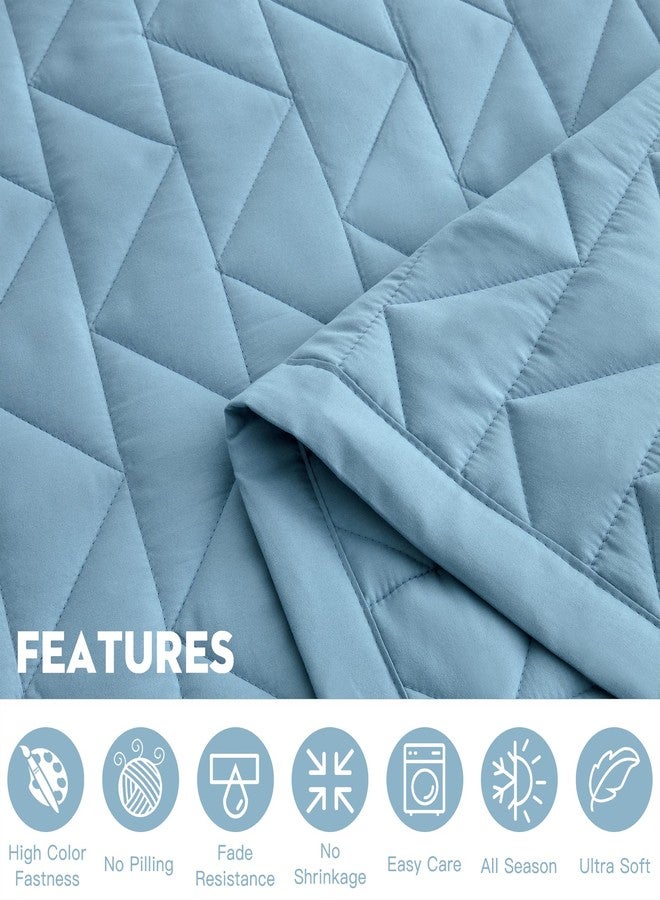 Blythease غطاء سرير ملكي كبير بلايثيس 128x120 عريض جداً، مظهر حديث ومعاصر، غطاء سرير خفيف الوزن، قابل للعكس، مجموعة مكونة من 5 قطع، أزرق آشلي - Image 5