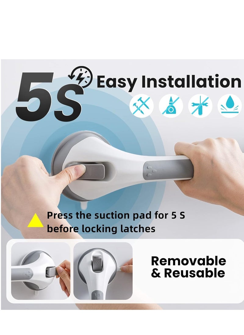 Generic Grab Bars for Bathtubs and Showers 2 Pack Suction Grab Bar, Heavy Duty Shower Handle Removable Bath Handrails for Seniors and Elderly, Bathroom Safety Grip No Drilling Waterproof,Grey  - Image 3