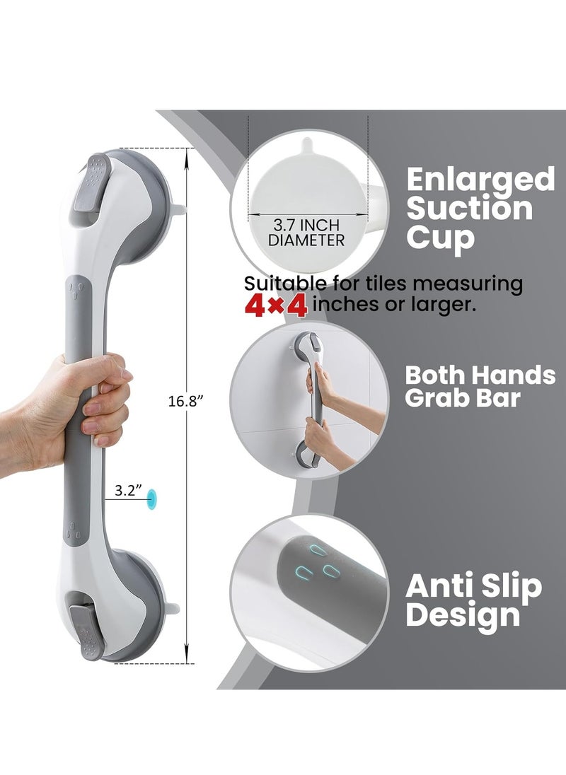 Generic Grab Bars for Bathtubs and Showers 2 Pack Suction Grab Bar, Heavy Duty Shower Handle Removable Bath Handrails for Seniors and Elderly, Bathroom Safety Grip No Drilling Waterproof,Grey  - Image 4
