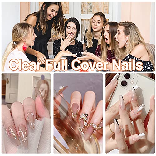 ELECTOMANIA 500Pcs Fake Nails, 10 Sizes Artificial Transparent Acrylic False Nail With Case for Nail Salons and DIY Nail Art (Long Trapezoid) - Image 4