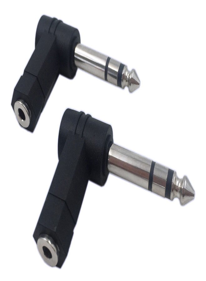 CERRXIAN Right Angle 1/4 Male to 1/8 Female Adapter, 90 Degree 6.35mm 3 Pole Male to 3.5mm Female Stereo TRS Headphone Audio Converter Connector(2-Pack) - Image 1