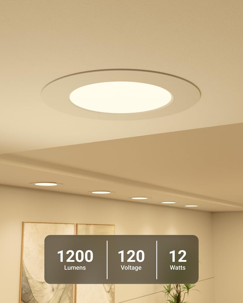 Sunco Lighting Sunco 12 Pack Retrofit LED Recessed Lighting 6 Inch, Can Lights for Ceiling, 1200 LM, 15W, Selectable CCT 2700K/3000K/4000K/5000K/6000K, Dimmable, Ultra Thin Flat Light Fixture UL. - Image 2