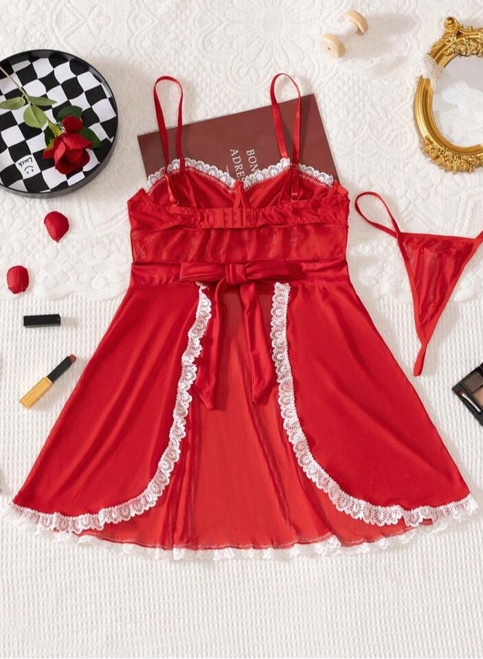 هنادى لانجيري حريمي أنيق من خامة التل والدانتيل – يناسب حتى 80 كيلو - Image 2