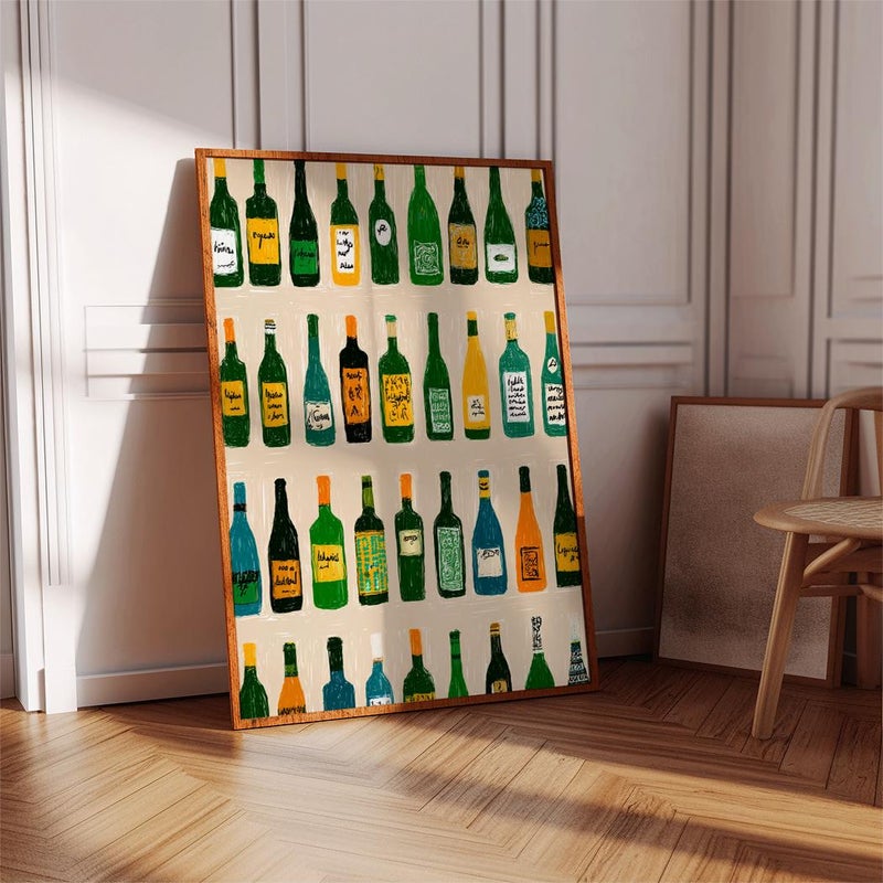 TNESSENTIAL Colorful Wine Bottle Art Print, Modern Kitchen Bar Decor - Image 5
