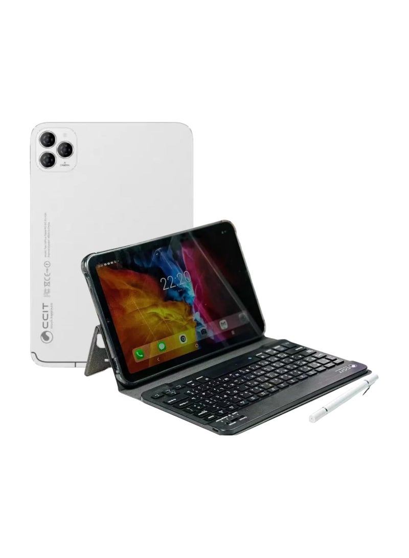 CCIT Tab 14 Plus 10.1-Inch Android Tablet | 8GB RAM 256GB ROM | Octa-Core | Dual SIM 4G LTE + Wi-Fi | 8000mAh Battery | With Wireless Keyboard & Mouse – Silver - Image 1
