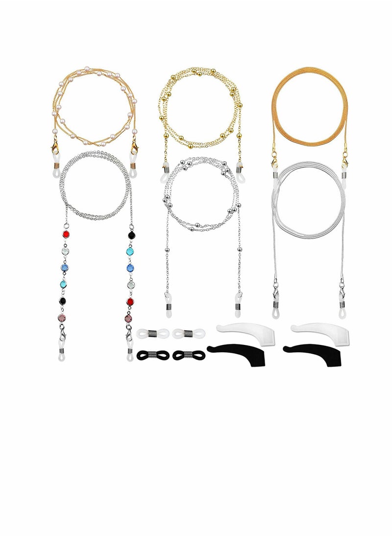 KASTWAVE 6 PCS Of Women's Glasses Chain, Lanyard Necklace, Elegant Guard Ring, Beaded Shoulder Strap Bracket To Prevent Loss  - Image 1