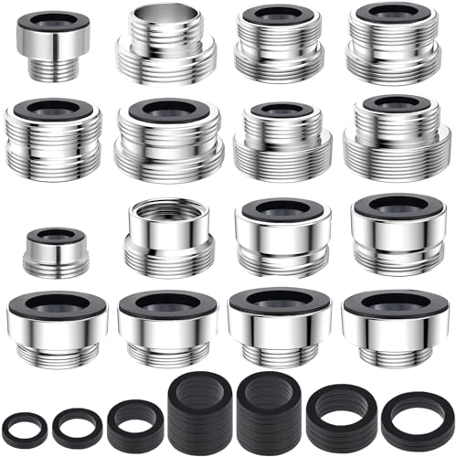 CNYMANY 16 pcs Faucet Adapter Kit, CNYMANY Kitchen Aerator Adapter Set Male Female M22 Sink Faucet Adapter Connecting Garden Hose Water Filter Standard Hose via Diverter - Image 1