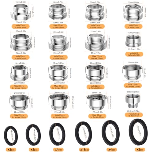 CNYMANY 16 pcs Faucet Adapter Kit, CNYMANY Kitchen Aerator Adapter Set Male Female M22 Sink Faucet Adapter Connecting Garden Hose Water Filter Standard Hose via Diverter - Image 2