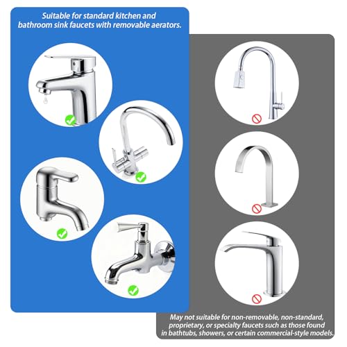 CNYMANY 16 pcs Faucet Adapter Kit, CNYMANY Kitchen Aerator Adapter Set Male Female M22 Sink Faucet Adapter Connecting Garden Hose Water Filter Standard Hose via Diverter - Image 4