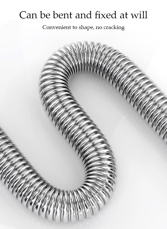 DUNISO أنبوب تصريف حوض المطبخ والحمام من الفولاذ المقاوم للصدأ، مجموعة تصريف حوض المطبخ، مجموعة أنبوب تصريف حوض قابل للتوسيع من الفولاذ المقاوم للصدأ، أنبوب تصريف P Trap، أنبوب تصريف حوض الغسيل المتكامل، مقاومة عالية لدرجات الحرارة ومنع الروائح، 40 سم - Image 5