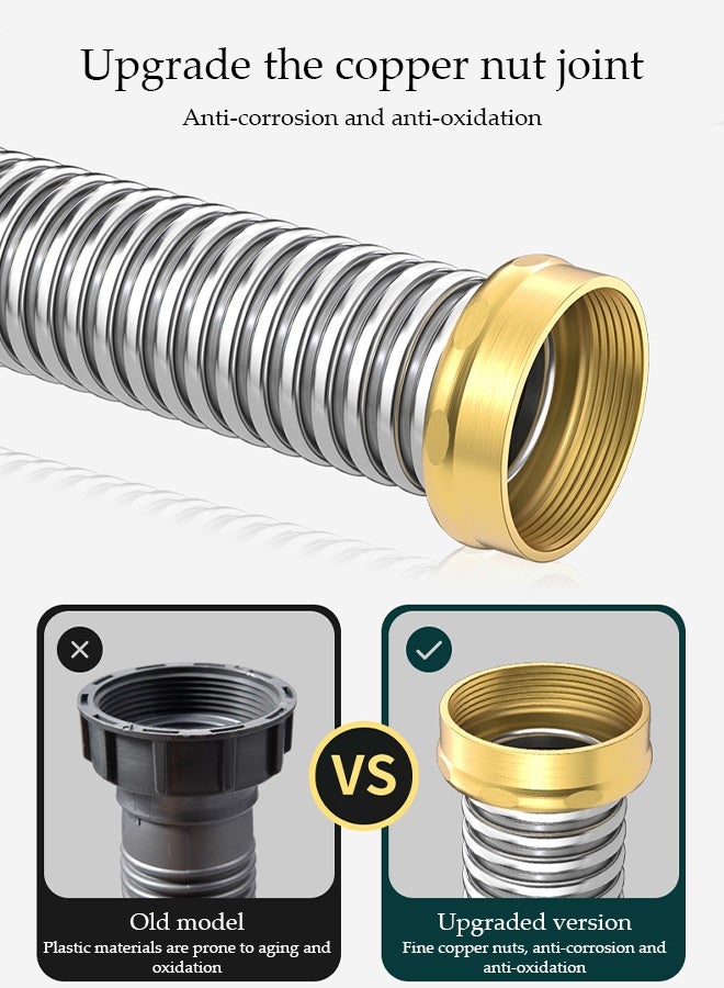 DUNISO أنبوب تصريف حوض المطبخ والحمام من الفولاذ المقاوم للصدأ، مجموعة تصريف حوض المطبخ، مجموعة أنبوب تصريف حوض قابل للتوسيع من الفولاذ المقاوم للصدأ، أنبوب تصريف P Trap، أنبوب تصريف حوض الغسيل المتكامل، مقاومة عالية لدرجات الحرارة ومنع الروائح، 40 سم - Image 4