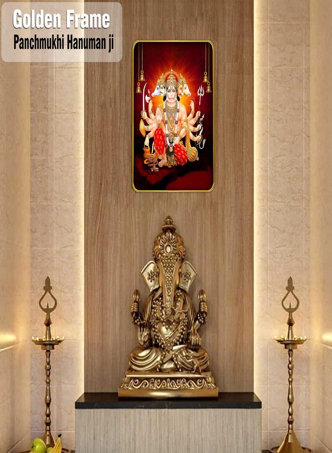 Goelite Panchmukhi Hanuman With Golden Frame for Door Entrance Vastu Wall Painting Framed Home Decor, 30 x 23 cm, Modern Style, Wall Mount - Image 2