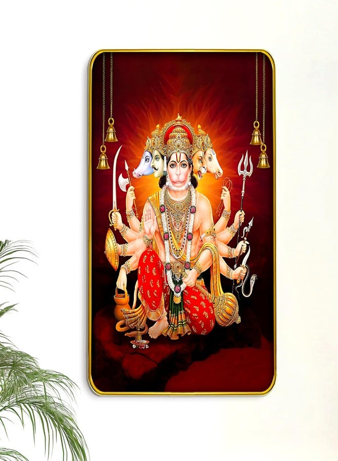 Goelite Panchmukhi Hanuman With Golden Frame for Door Entrance Vastu Wall Painting Framed Home Decor, 30 x 23 cm, Modern Style, Wall Mount - Image 1