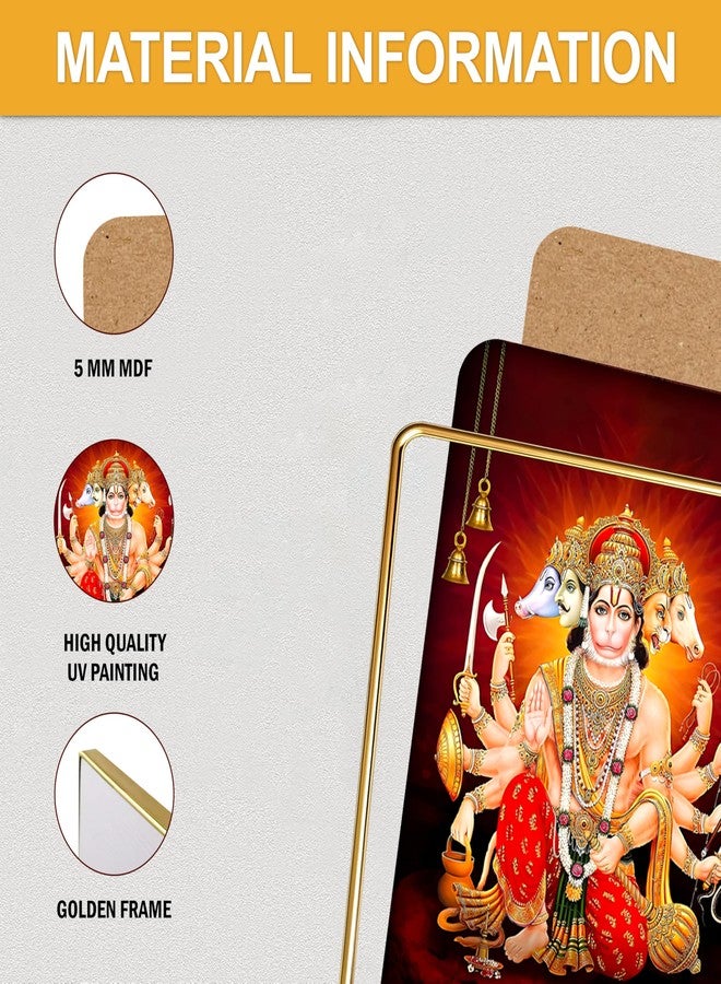 Goelite Panchmukhi Hanuman With Golden Frame for Door Entrance Vastu Wall Painting Framed Home Decor, 30 x 23 cm, Modern Style, Wall Mount - Image 5