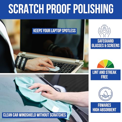 F8WARES 3PK Microfiber Glass Cleaning Cloth for Windows & Mirror - Thickened Magic Cleaning Cloths and Wipes - Anti Scratch Dusting cloth for Kitchen,Car,Specs,Laptop,Mobile & Tv Screen Cleaning Green - Image 4