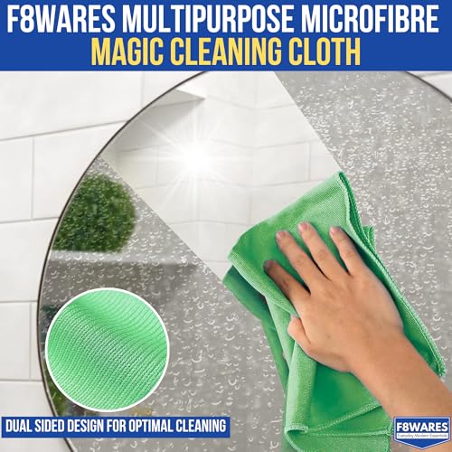 F8WARES 3PK Microfiber Glass Cleaning Cloth for Windows & Mirror - Thickened Magic Cleaning Cloths and Wipes - Anti Scratch Dusting cloth for Kitchen,Car,Specs,Laptop,Mobile & Tv Screen Cleaning Green - Image 2