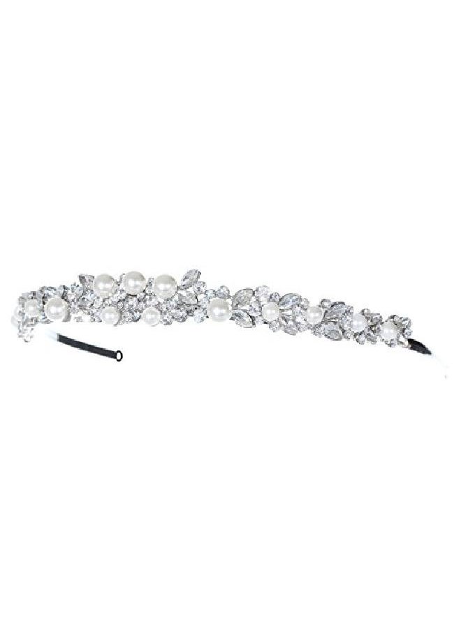 SAMKY Faux Pearl Floral Flower Crystal Headband Bridal Tiara T1040  - Image 4