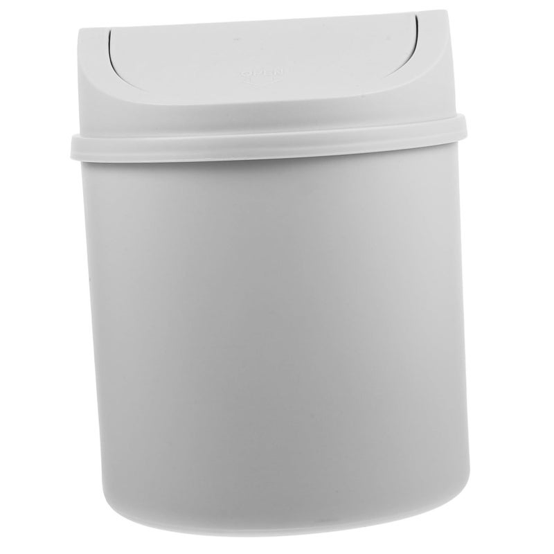 Compact Grey Desktop Trash Can With Lid Swing Top Waste Bin For Home Office - Image 2